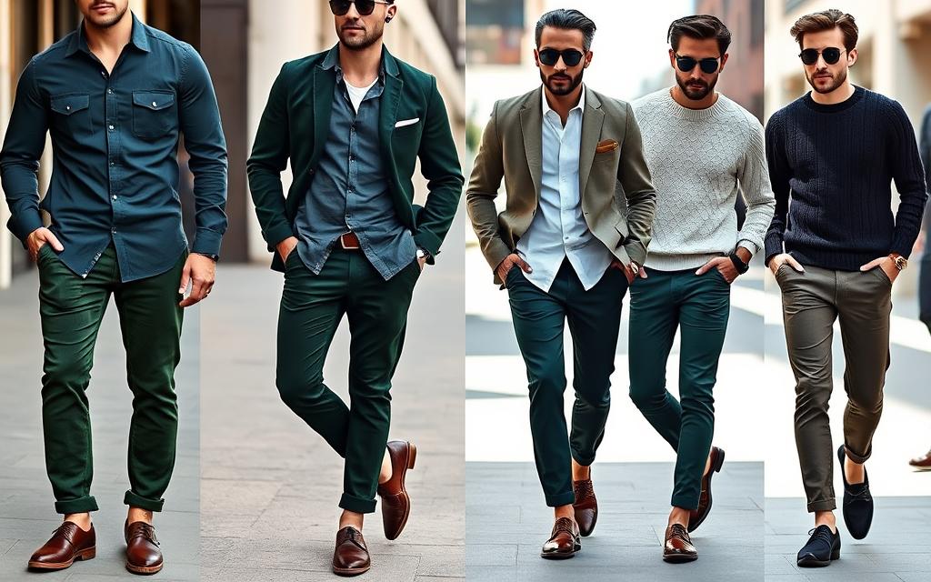 Dark Green Corduroy Pants Outfits For Men catchy style for 2024 gentlemoda