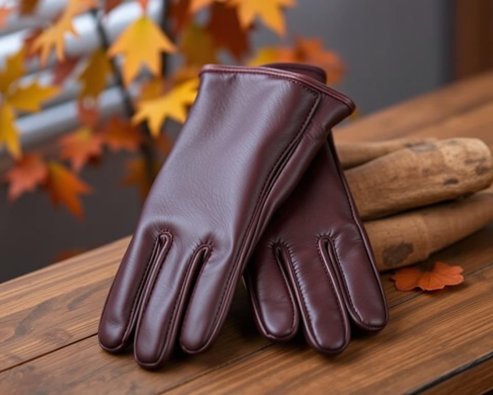 Stylish brown leather gloves for men