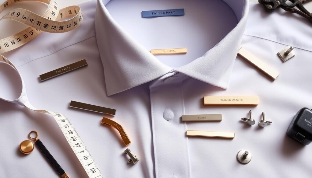 A stylish flat lay arrangement showcasing a variety of elegant collar bars from popular brands