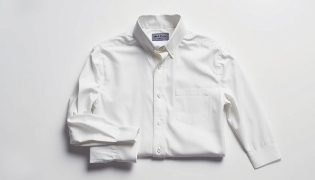 A sleek and stylish men's dress shirt with a point collar, featuring a tailored fit, crisp white fabric, and subtle texture