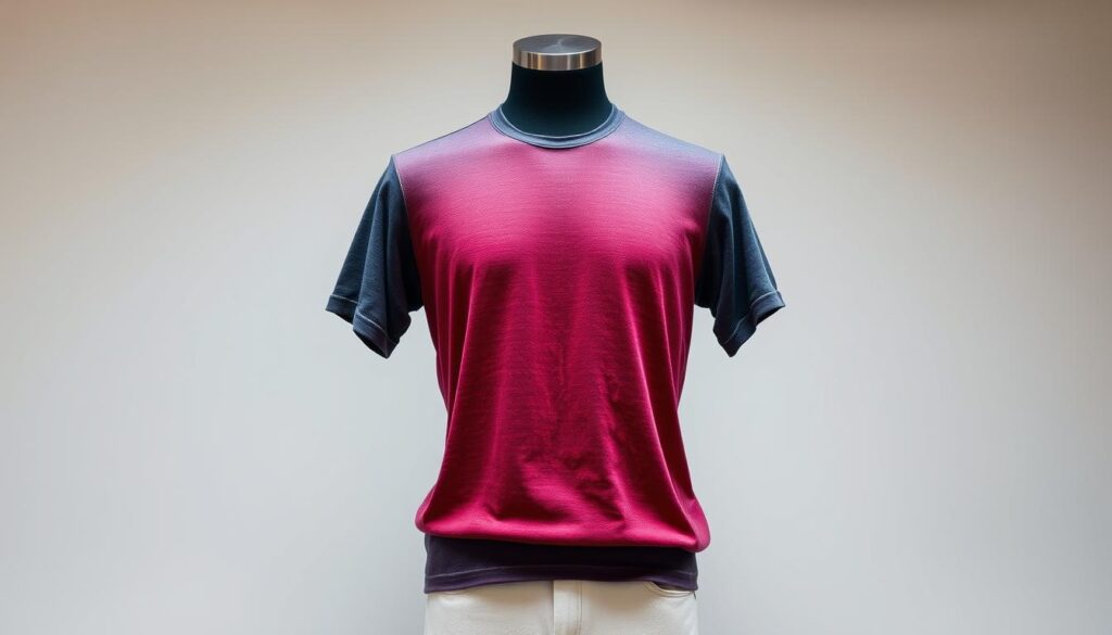 A stylish crewneck t-shirt displayed on a minimalist mannequin