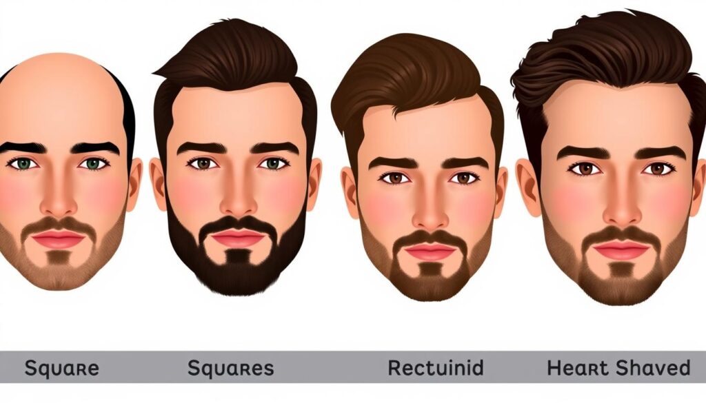 A collection of male faces showcasing various face shapes