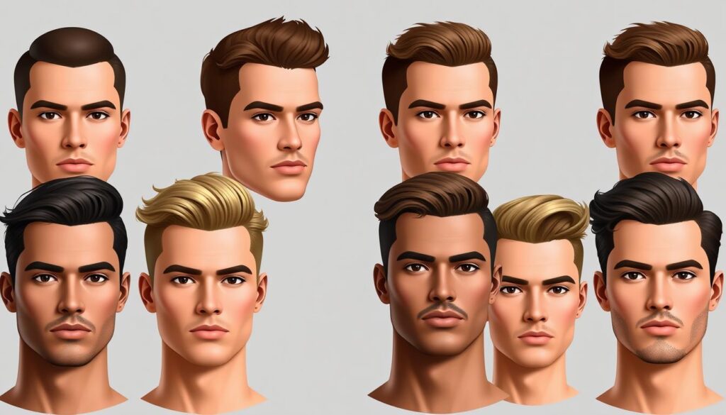 A collection of male face shapes displayed side by side